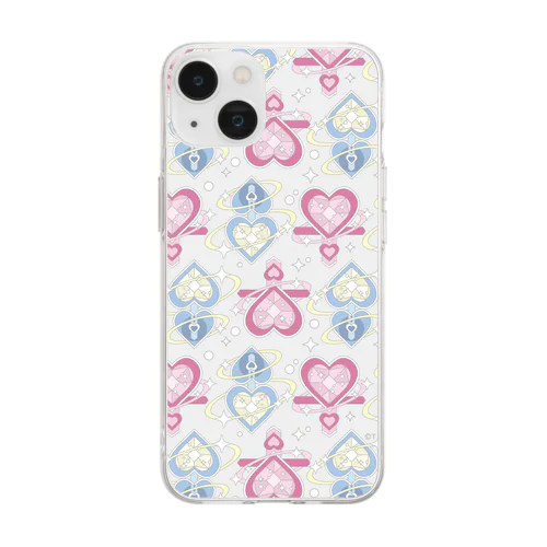 ソフトクリアスマホケース ふたりはプリキュアモチーフ総柄  Soft Clear Smartphone Case