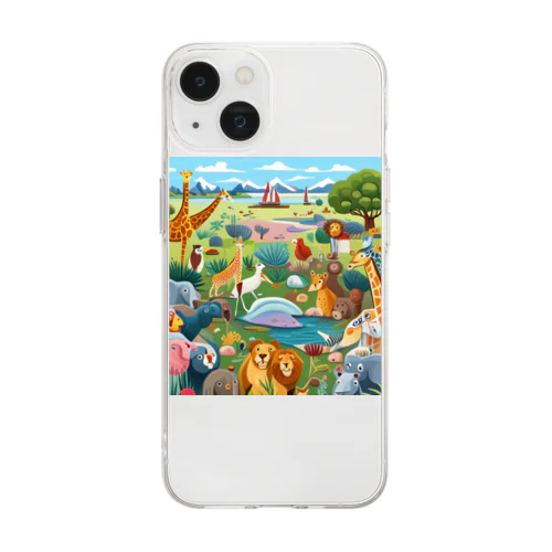 自然の動物園 Soft Clear Smartphone Case