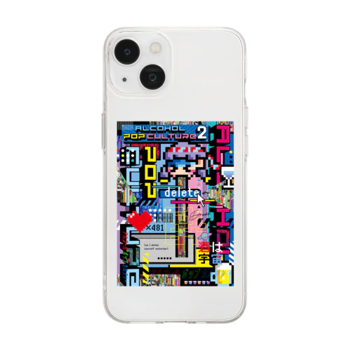 アルコールポップカルチャー〈二日酔いはバグ〉 Soft Clear Smartphone Case