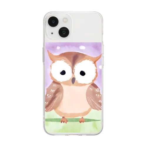 可愛いフクロウ Soft Clear Smartphone Case