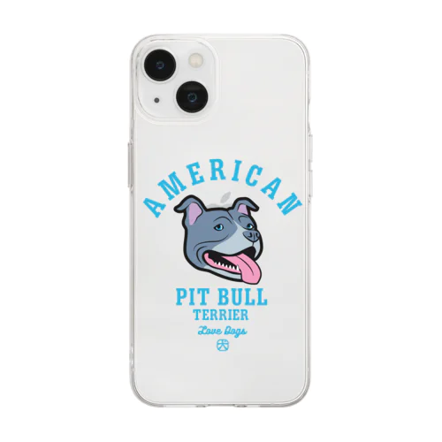 Love❤️Dogs（アメリカンピットブルテリア・青鼻） Soft Clear Smartphone Case