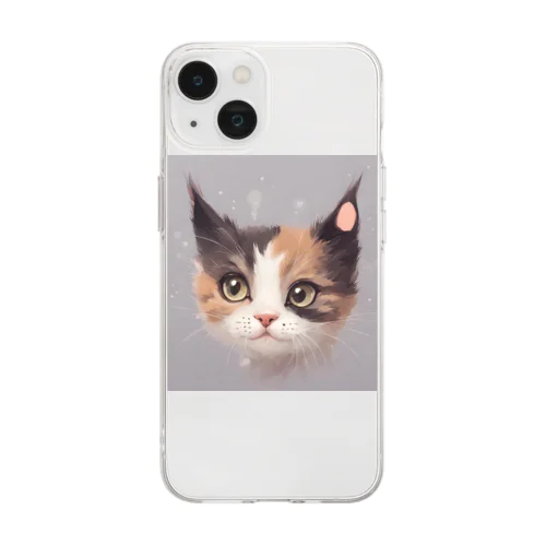 猫のマロンくん Soft Clear Smartphone Case