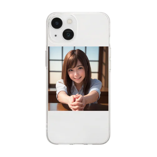 可愛い握手を求める女の子 Soft Clear Smartphone Case