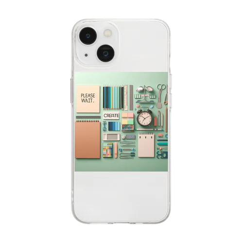 文房具大好き❤緑色01 Soft Clear Smartphone Case