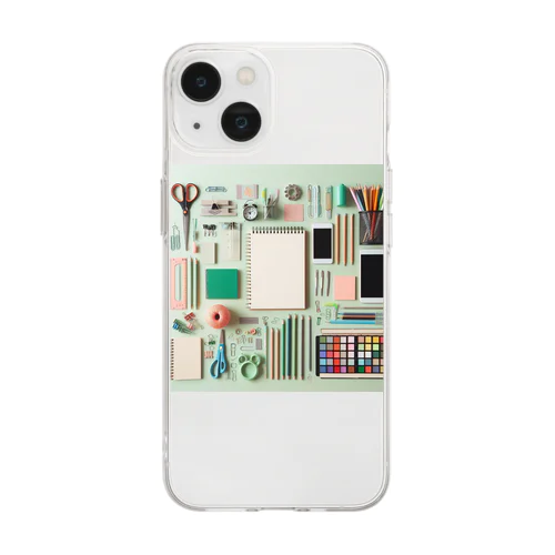 文房具大好き❤緑色03 Soft Clear Smartphone Case
