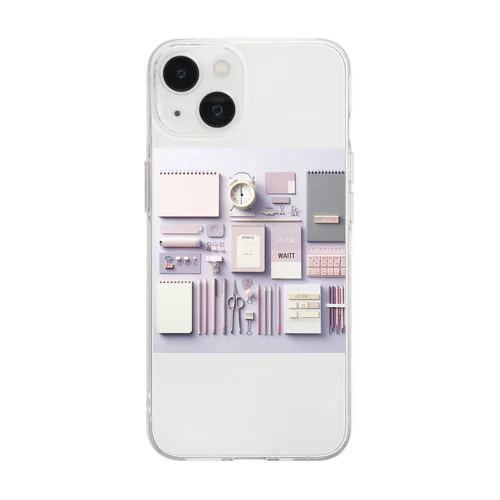 文房具大好き❤薄紫03 Soft Clear Smartphone Case