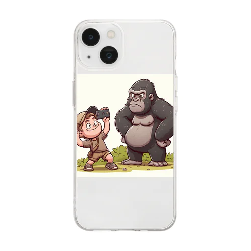 子どもがゴリラを撮影 Soft Clear Smartphone Case