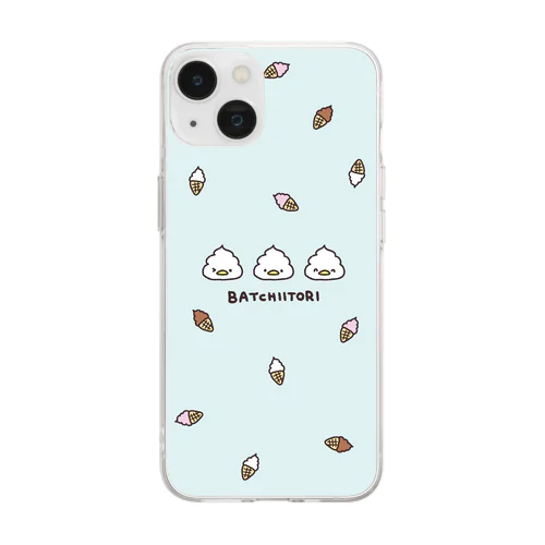 トリプルばっちぃとり ライトブルー Soft Clear Smartphone Case