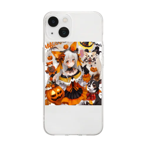 魔法のハロウィン・チワワと魔女の魔術 Soft Clear Smartphone Case