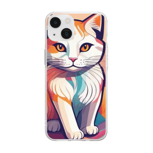 額に模様のある猫 Soft Clear Smartphone Case