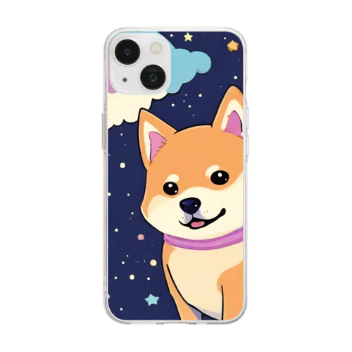 夜空に柴犬 Soft Clear Smartphone Case