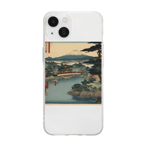 富士山の浮世絵風グッズ Soft Clear Smartphone Case