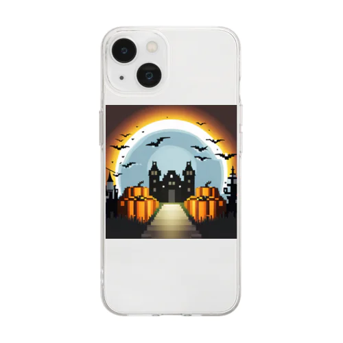 ドット絵のハロウィン城 Soft Clear Smartphone Case