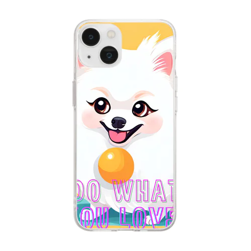 清楚系白ポメ　ポメ子 Soft Clear Smartphone Case