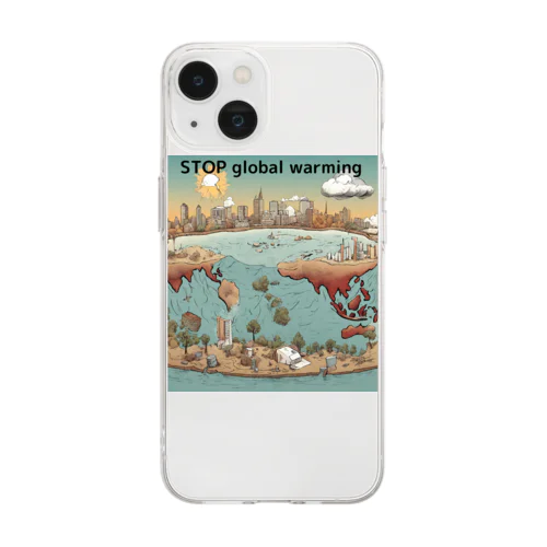 stop　地球温暖化 Soft Clear Smartphone Case