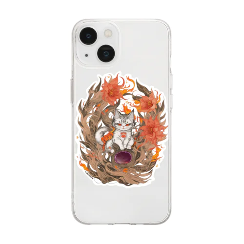 猫神さま - 阿 - （背面）  Soft Clear Smartphone Case