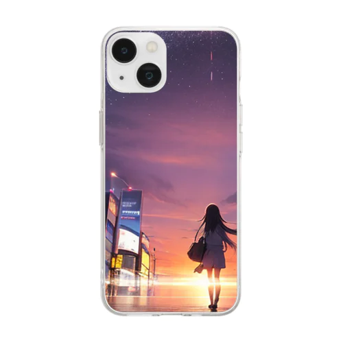 夕焼け Soft Clear Smartphone Case