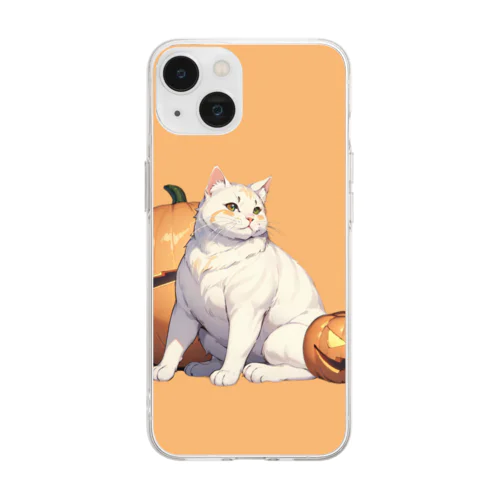 ハロウィンな猫とかぼちゃ ソフトクリアスマホケース