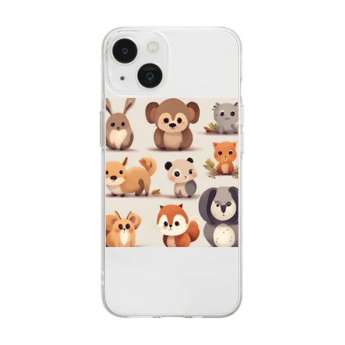 森の動物達のイラスト Soft Clear Smartphone Case