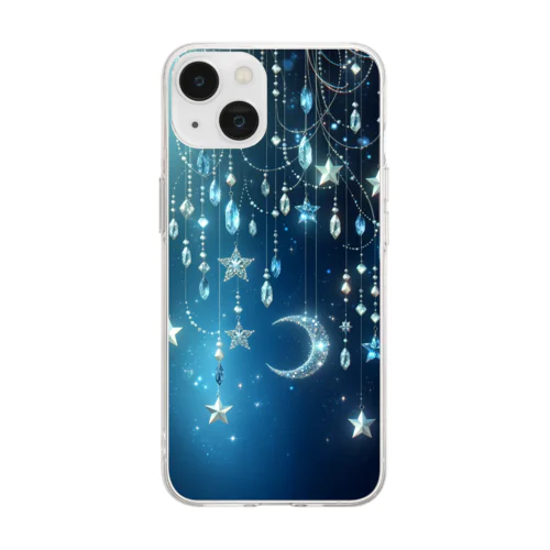 夜空のクリスタルレイン Soft Clear Smartphone Case