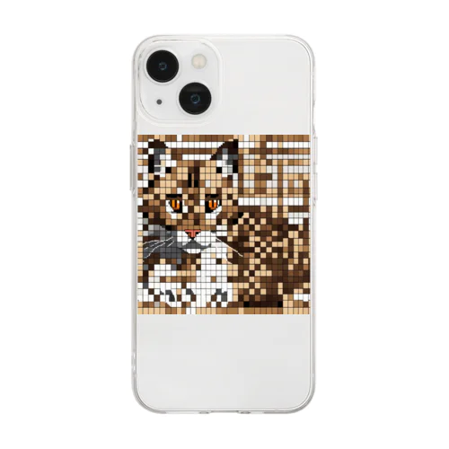 ドット絵のベンガルキャット Soft Clear Smartphone Case