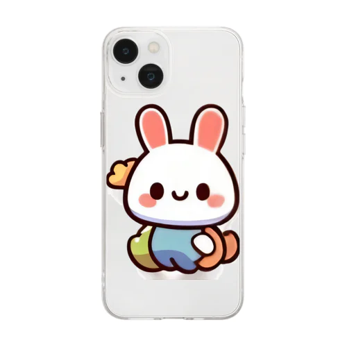 ふわふわうさぎのおやすみグッズ Soft Clear Smartphone Case