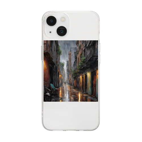 雨上がりの路地裏 Soft Clear Smartphone Case