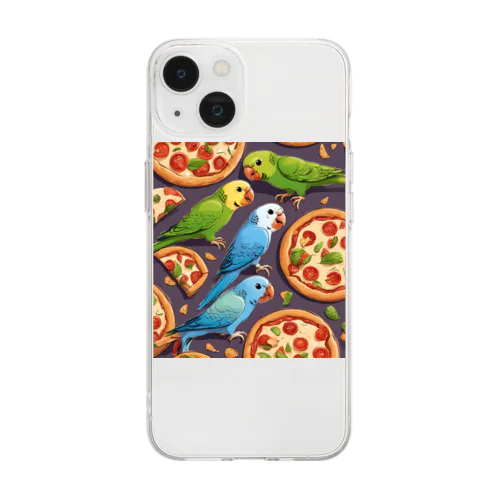 ピザ食べるインコ Soft Clear Smartphone Case