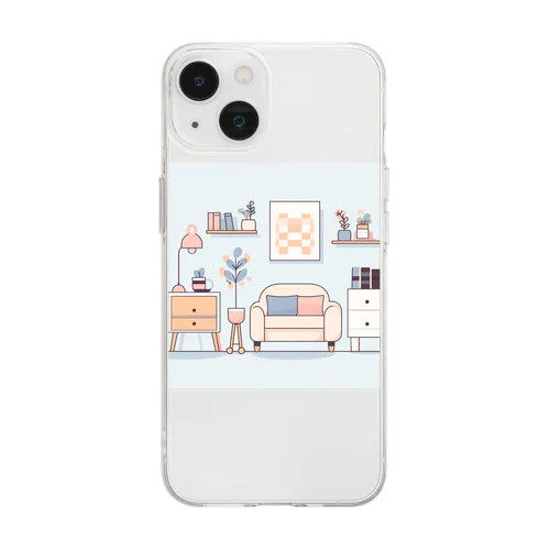 家具のシンプルで可愛いカラーイラスト Soft Clear Smartphone Case