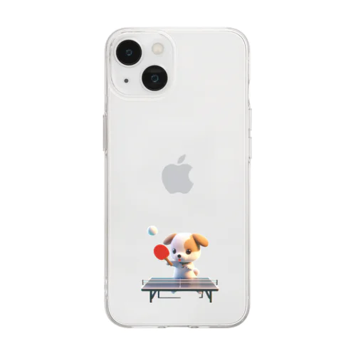 可愛い犬と卓球 Soft Clear Smartphone Case