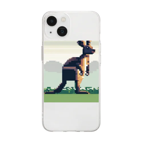 カンガルーピクセルアート Soft Clear Smartphone Case