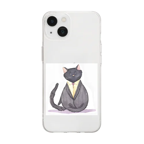 スーツ猫 Soft Clear Smartphone Case