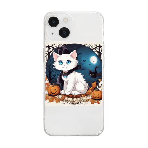 ハロウィンの白猫08 Soft Clear Smartphone Case