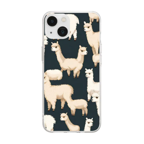 Alpaca plain background illustration/アルパカ無地背景イラスト Soft Clear Smartphone Case