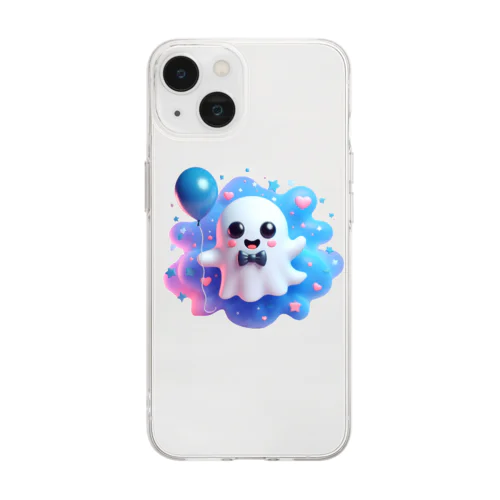 可愛いおばけ『ケケ』くん Soft Clear Smartphone Case