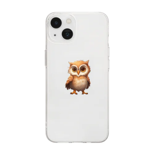 可愛いフクロウ Soft Clear Smartphone Case