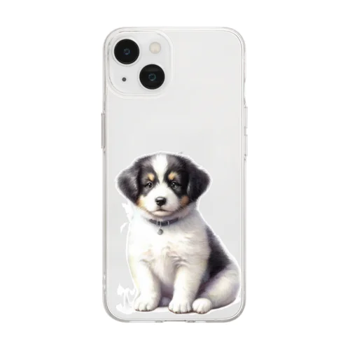 愛らしい子犬 Soft Clear Smartphone Case