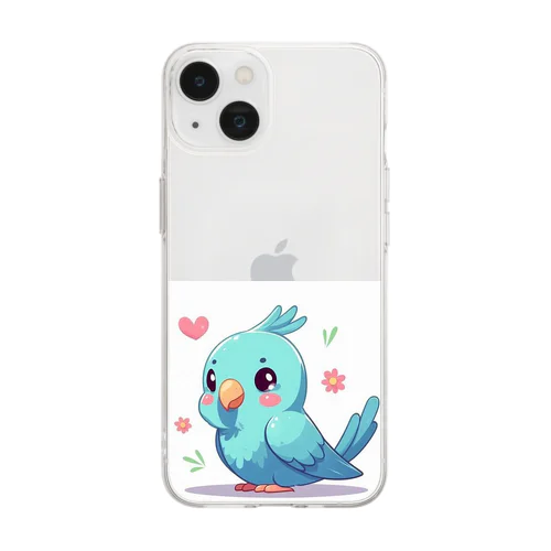 幸せの青いインコちゃん💞 Soft Clear Smartphone Case