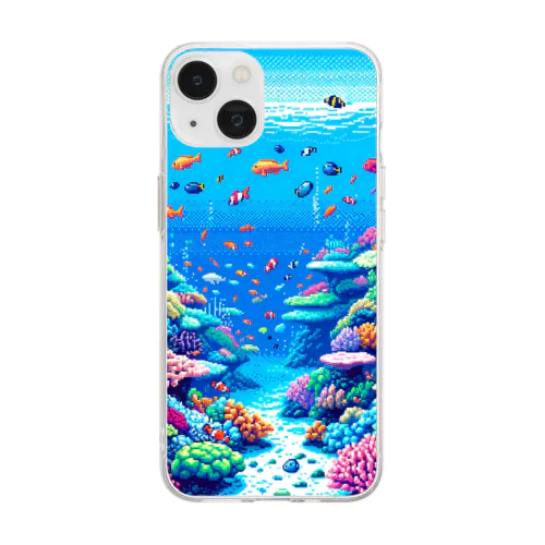 ドット絵沖縄の海 Soft Clear Smartphone Case