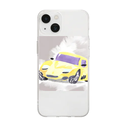 人気！水彩画風スポーツカー Soft Clear Smartphone Case