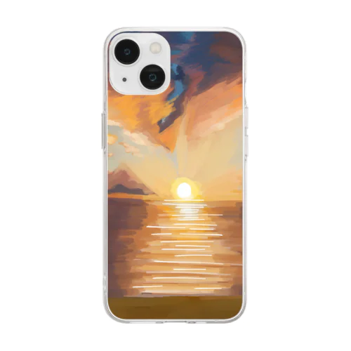 黄昏時の海 Soft Clear Smartphone Case