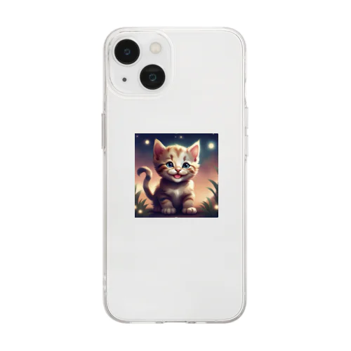 笑顔の子猫グッズ Soft Clear Smartphone Case