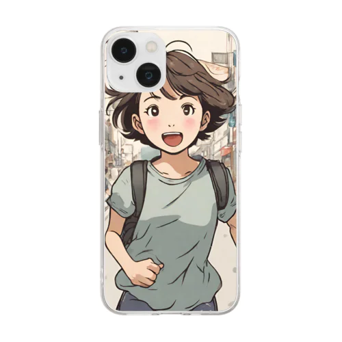 走る元気な女の子 Soft Clear Smartphone Case