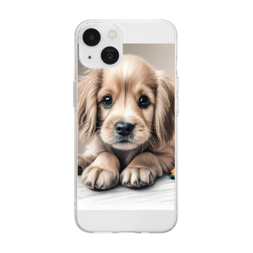 つぶらな瞳の可愛い子犬② Soft Clear Smartphone Case