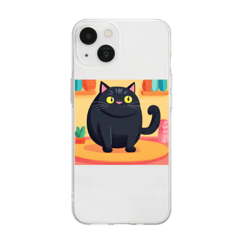 ぽて黒猫 Soft Clear Smartphone Case