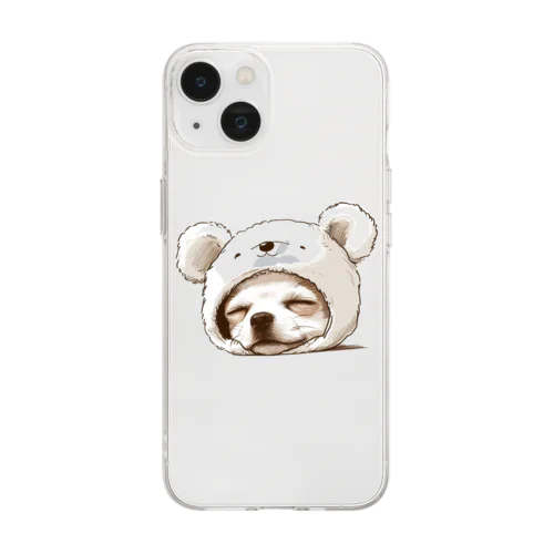 クマのコスプレをしたチワワ Soft Clear Smartphone Case