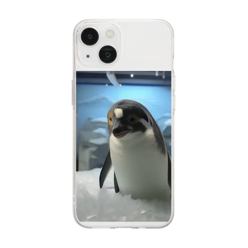 不思議な友情：猫とペンギン Soft Clear Smartphone Case