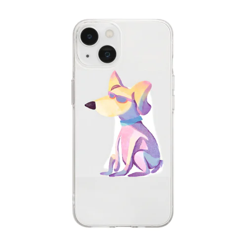 かっこいい犬のグッズ Soft Clear Smartphone Case
