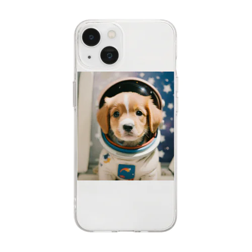 宇宙の子犬のグッズ Soft Clear Smartphone Case