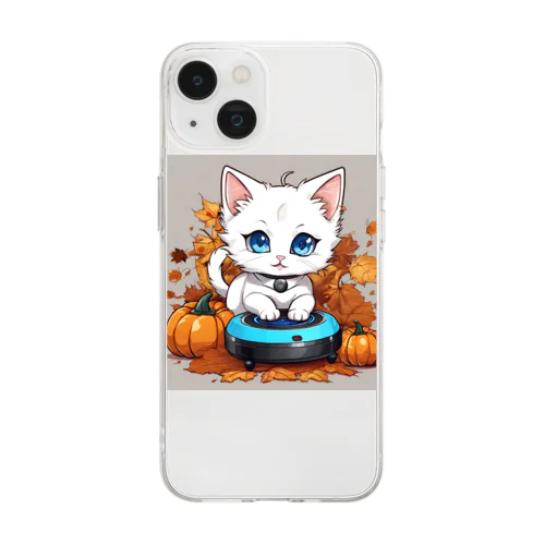 ハロウィンと白猫10 Soft Clear Smartphone Case